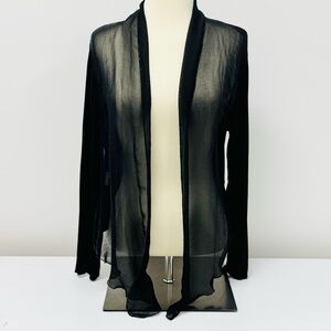 Made in Italy Sheer Black Cardigan with Metallic Trim